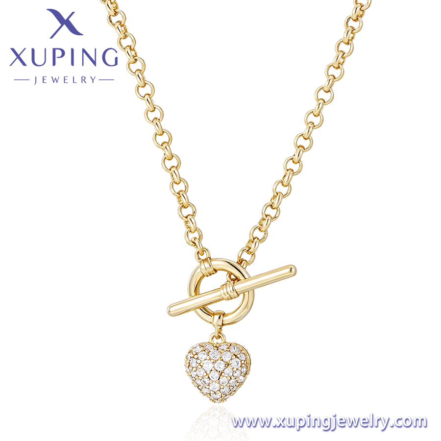 heart charm rolo toggle necklace